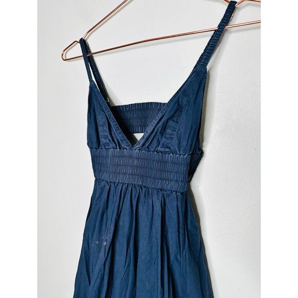 A.L.C. Dark Blue 100% Cotton Sleeveless V-Neck Back Cutout Rhodes Dress Size 4 - Picture 4 of 13